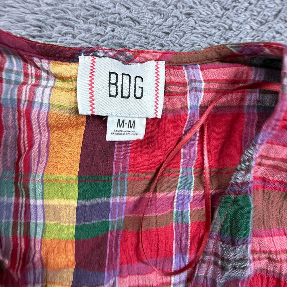 BDG Urban Outfitters Womens M Plaid Sleeveless Button Up Vest Top Thin Cotton - Picture 3 of 6